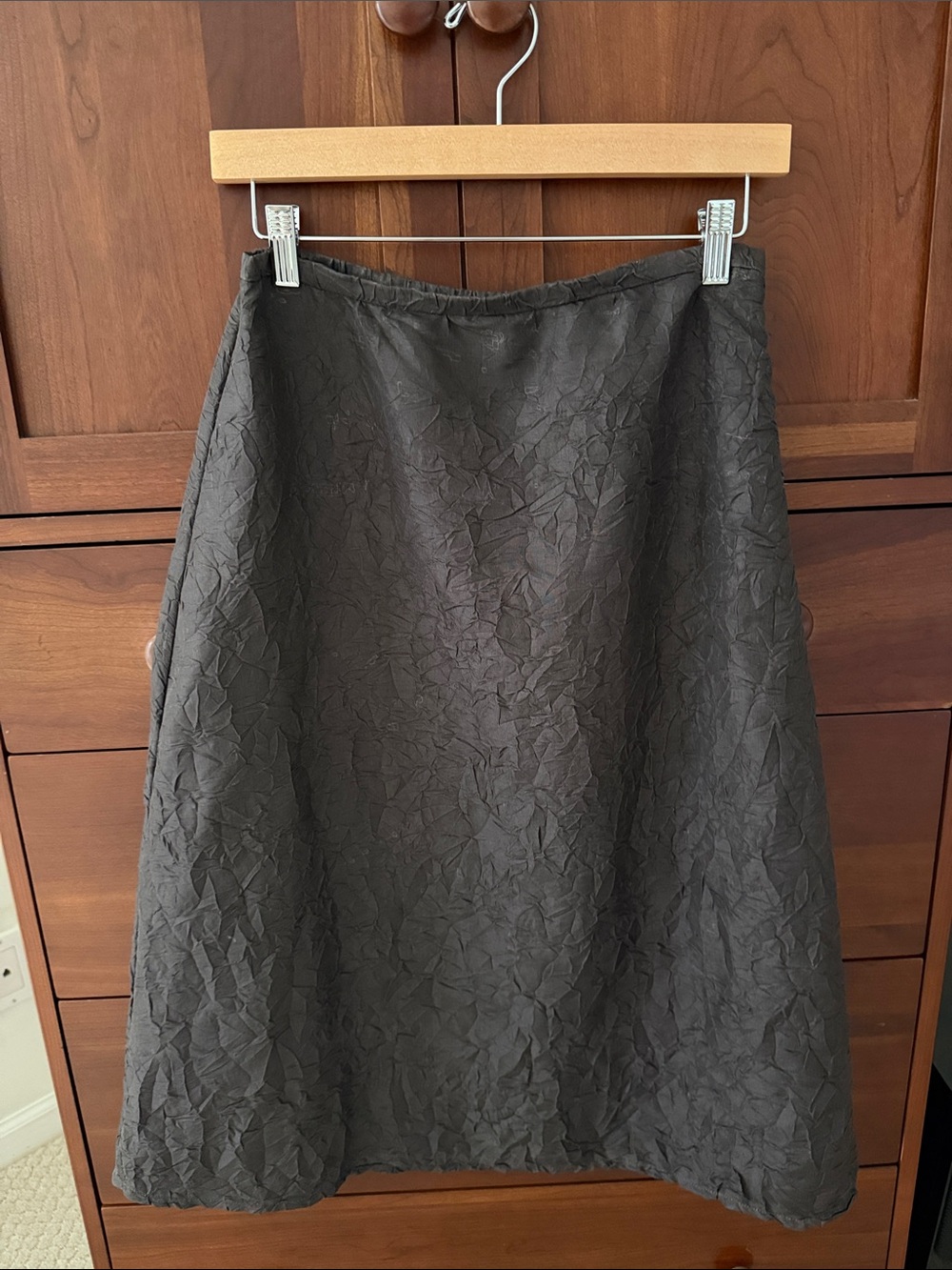 Eileen Fisher Textured A-Line Silk Skirt — Chocolate Brown